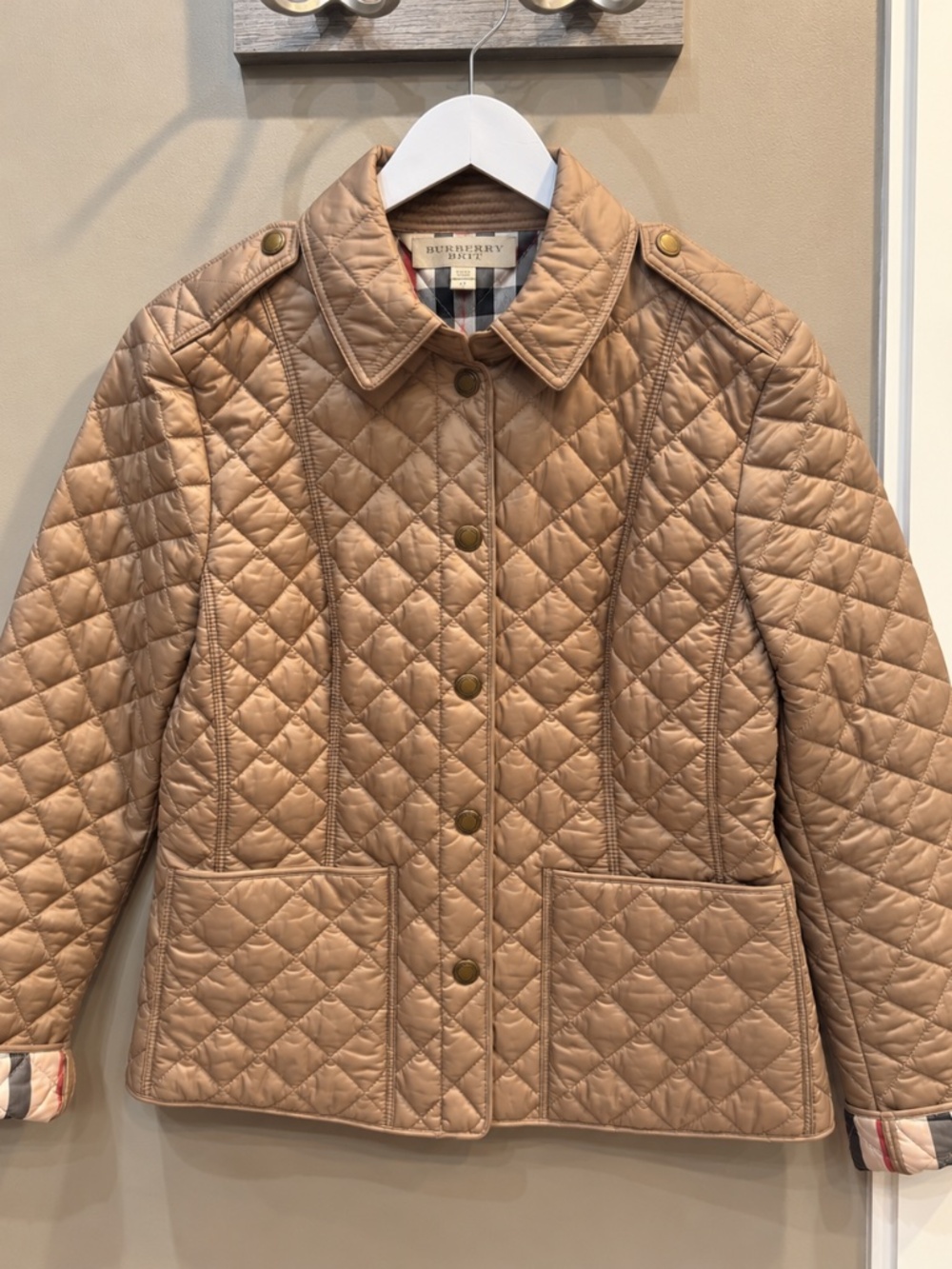 Burberry Brit Kencott Quilted Jacket Beige Tan Medium M